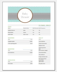 Baby shower party budget template