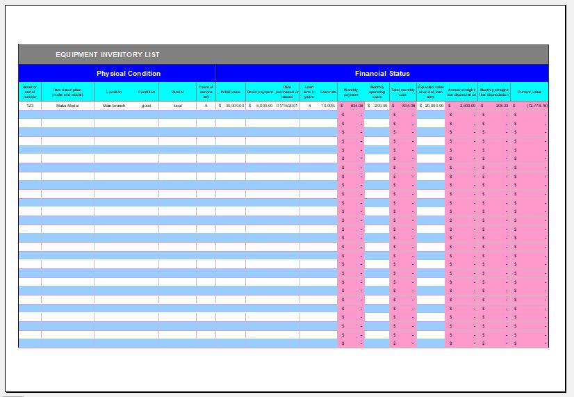 Financial Inventory Template from www.xltemplates.org