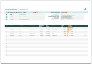 Home inventory template