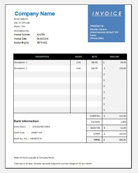 create an excel invoice template create an excel invoice template