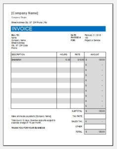 Service invoice template