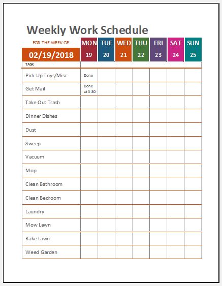 Weekly work log template