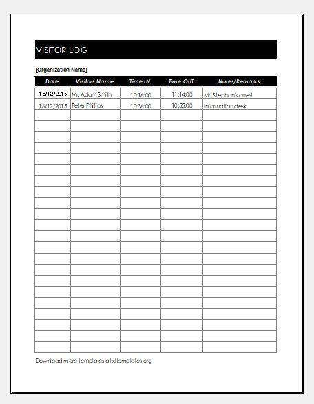 office visitor form template