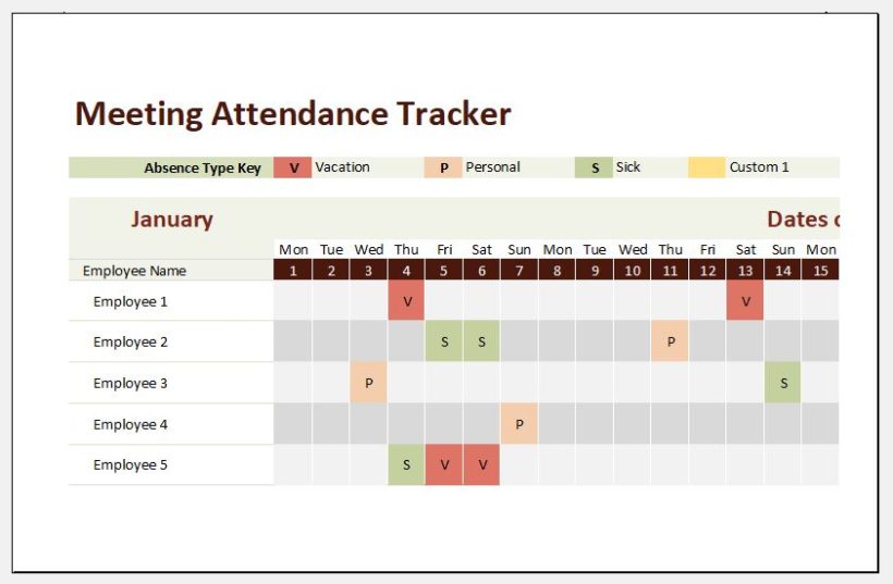 Meeting Attendance Tracker Template for Excel | Excel Templates
