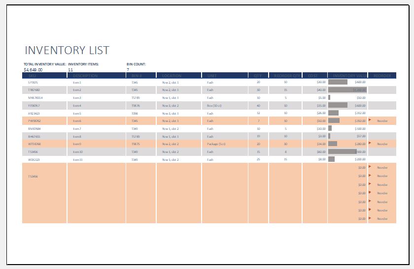 Small Business Inventory Spreadsheet Template | Excel Templates