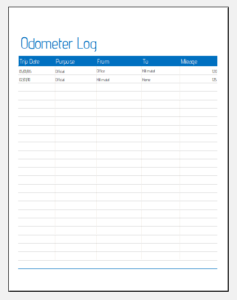 Odometer Log Templates for MS Excel | Excel Templates