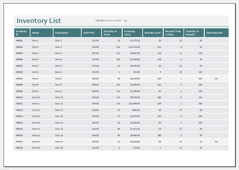 Retail Inventory Templates For Ms Excel Xls Excel Templates