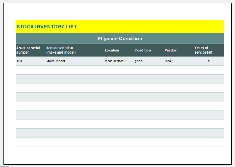 Stock Inventory Templates for MS Excel [.xls] Download