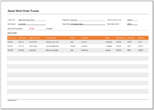 Work Order Tracker Templates for MS Excel | Excel Templates