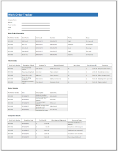 Work Order Tracker Templates for MS Excel | Excel Templates