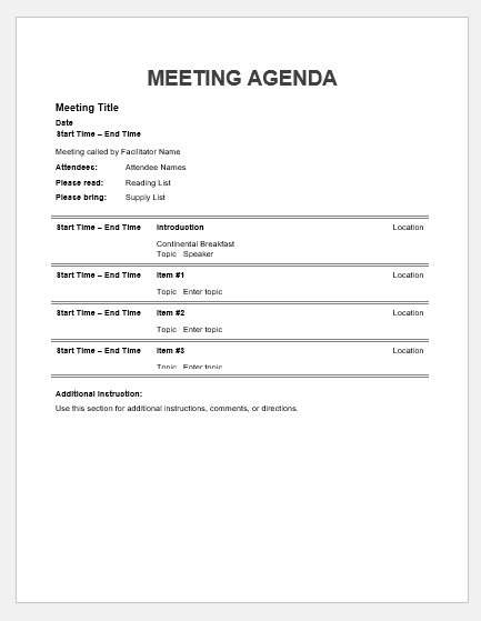 Vendor Meeting Agenda Template