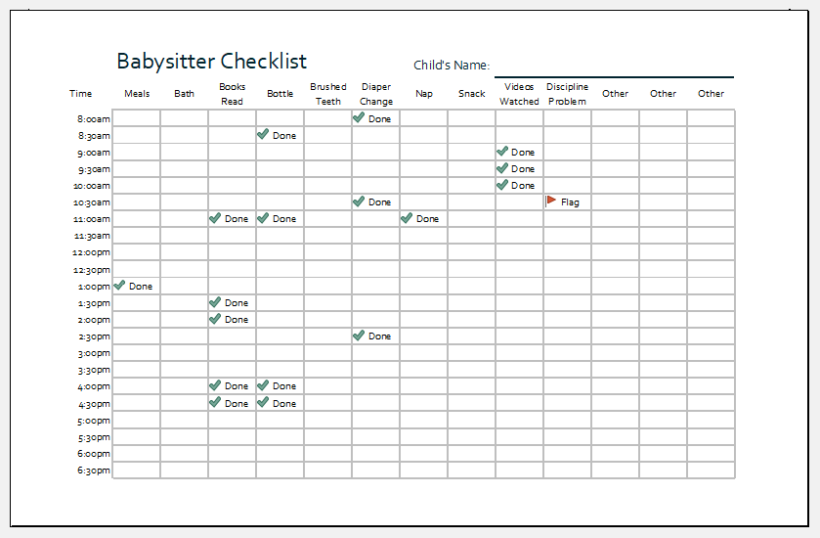 Child Care Log Template from MS Excel Excel Templates