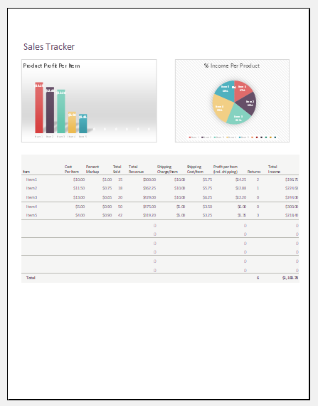 Sales tracker template for Excel