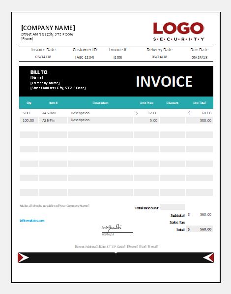 Cash Bill Invoice Templates For MS Excel Excel Templates