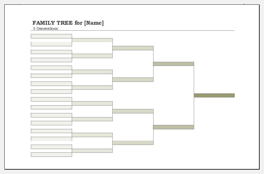 Comprehensive five generation family tree template