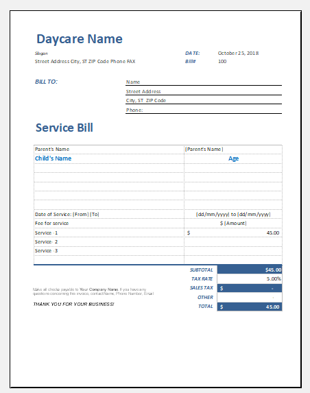 Child Care Invoice Template from www.xltemplates.org