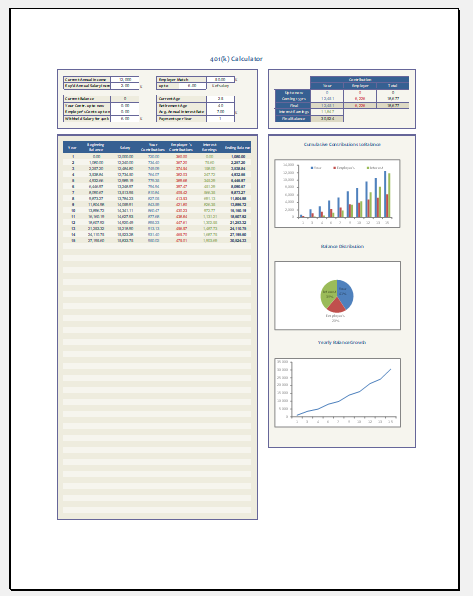 401k calculator template