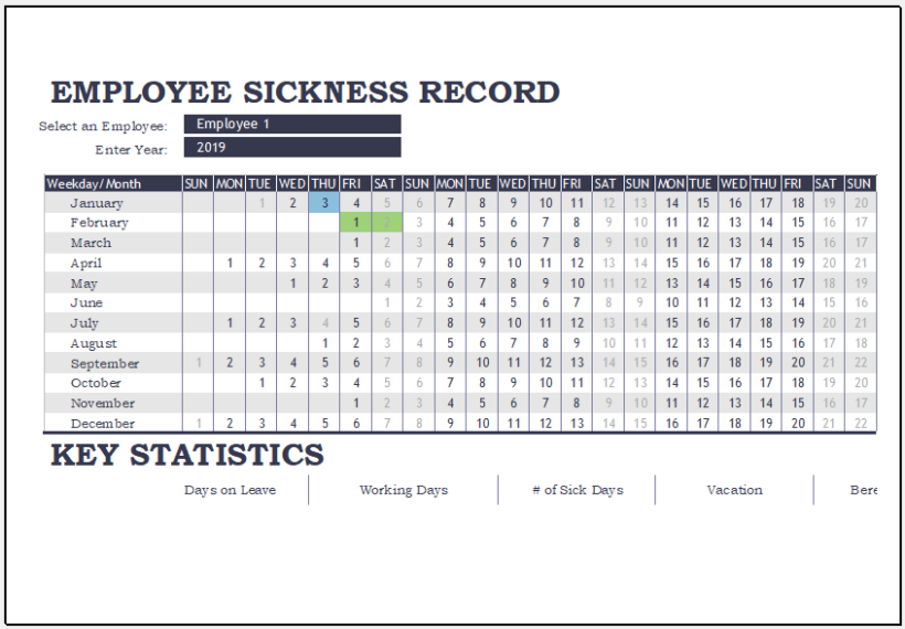 Employee Illness Tracker Template For Excel Excel Templates