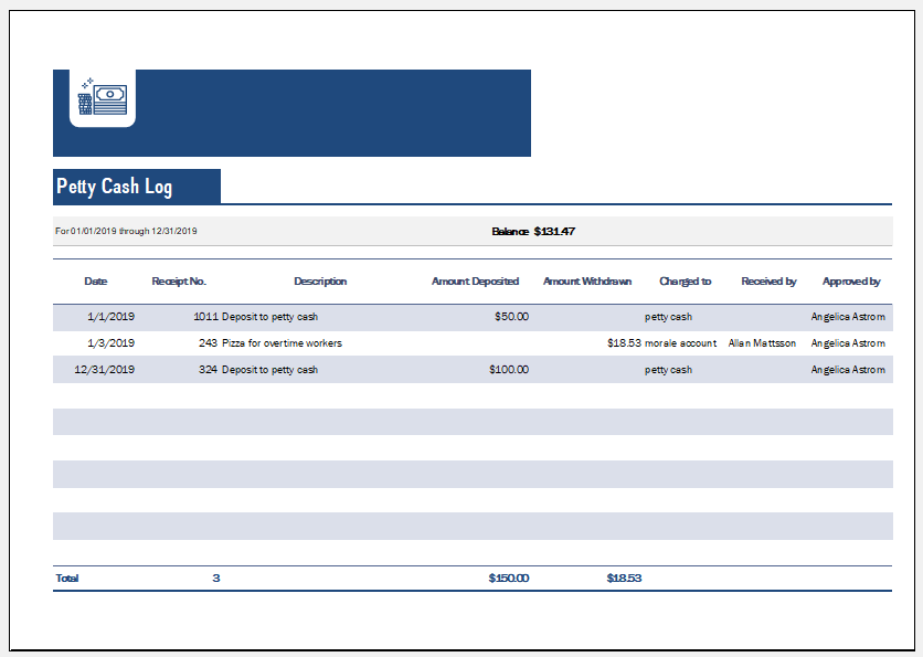 Deposit Log Template from www.xltemplates.org