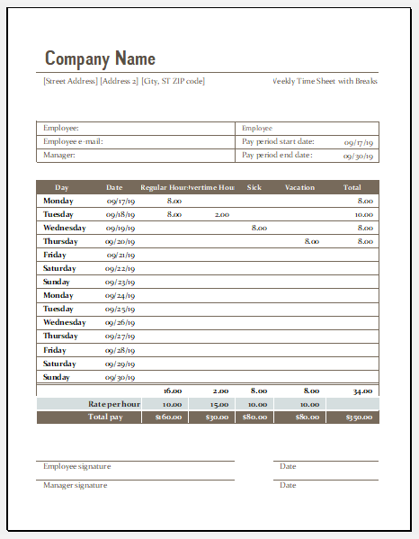 Basic Weekly Payslip Template