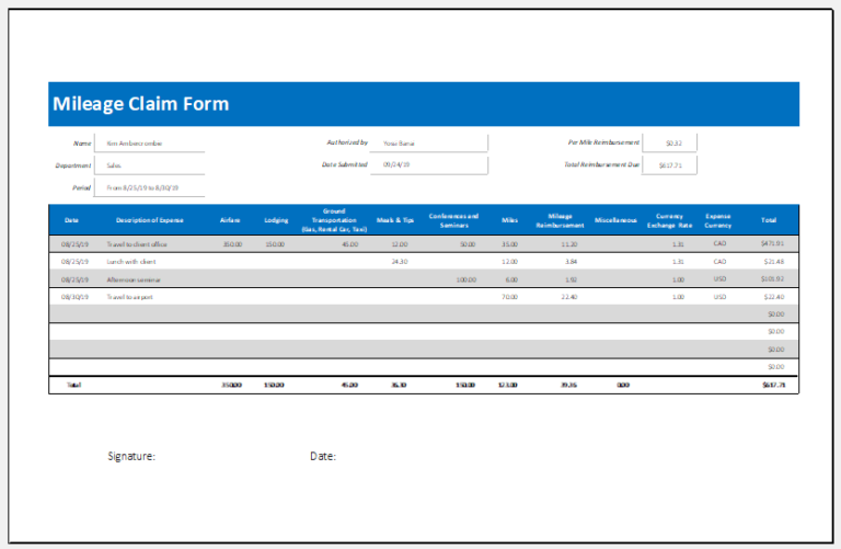Mileage Claim Form Template For Excel Excel Templates mileage-claim-form-template-for-excel-excel-templates