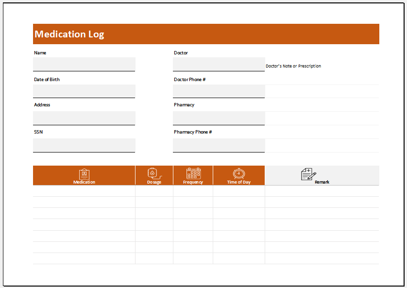 Multiple Patient Medication Log for Excel Excel Templates
