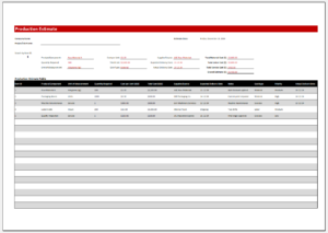 Production Estimate Template for Excel Excel Templates Production Estimate Template for Excel Excel Templates