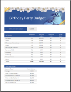 Birthday Party Budget Template for Excel | Download File