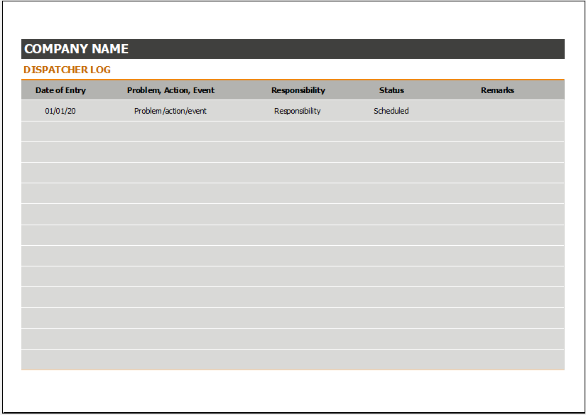 Dispatcher logbook template