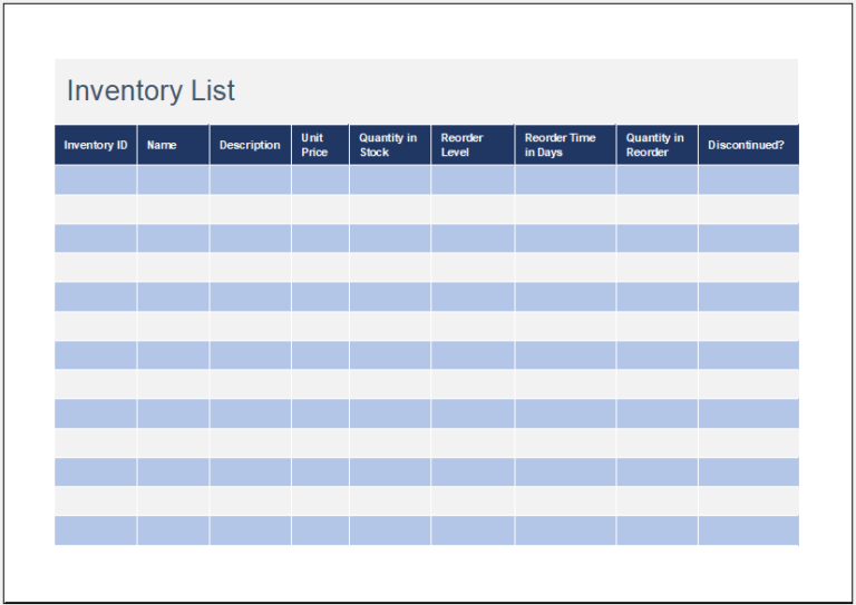 Parts Inventory Spreadsheet Template Excel Templates