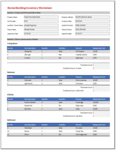 Rental Building Inventory Worksheet | Excel Templates