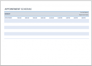 Weekly Appointment Sheet Template for XL | Excel Templates