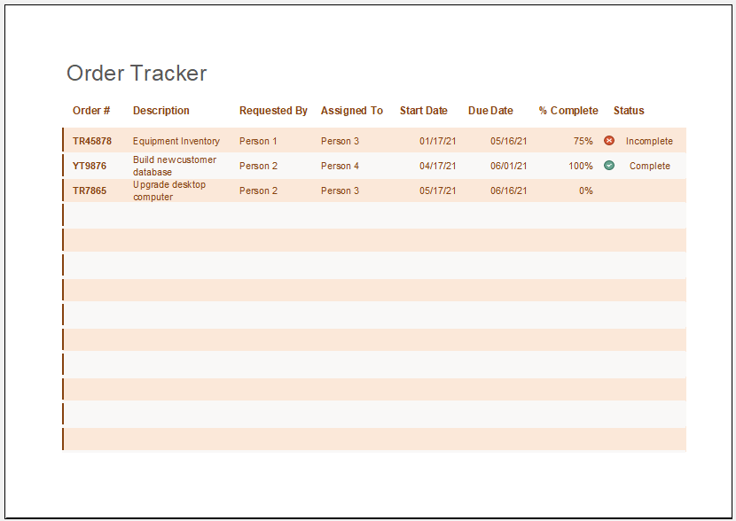 Order Tracker Template for Excel Download Edit & Print