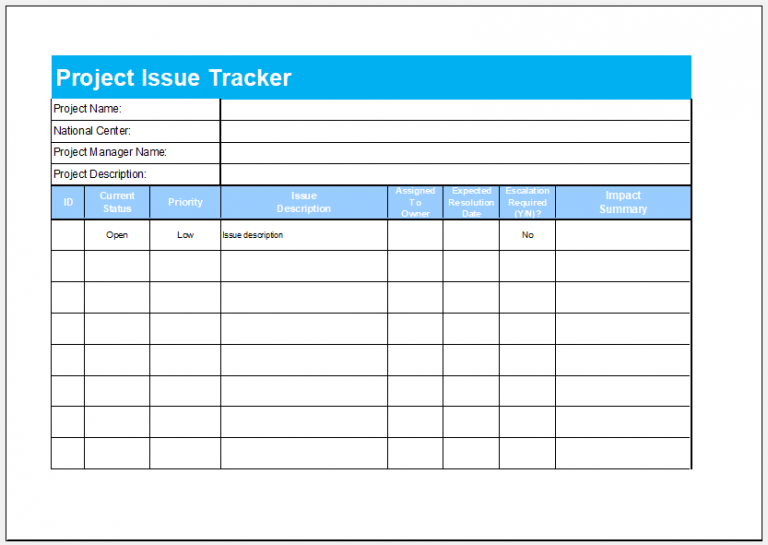 Project Issue Tracker Template for Excel Excel Templates