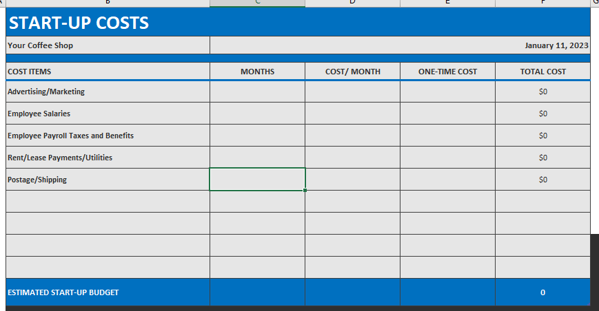 One-year financial planning worksheet