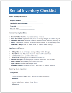Rental inventory checklist template