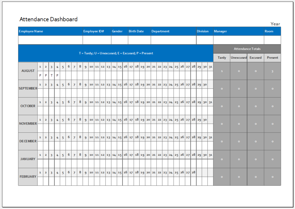 Employee attendance dashboard