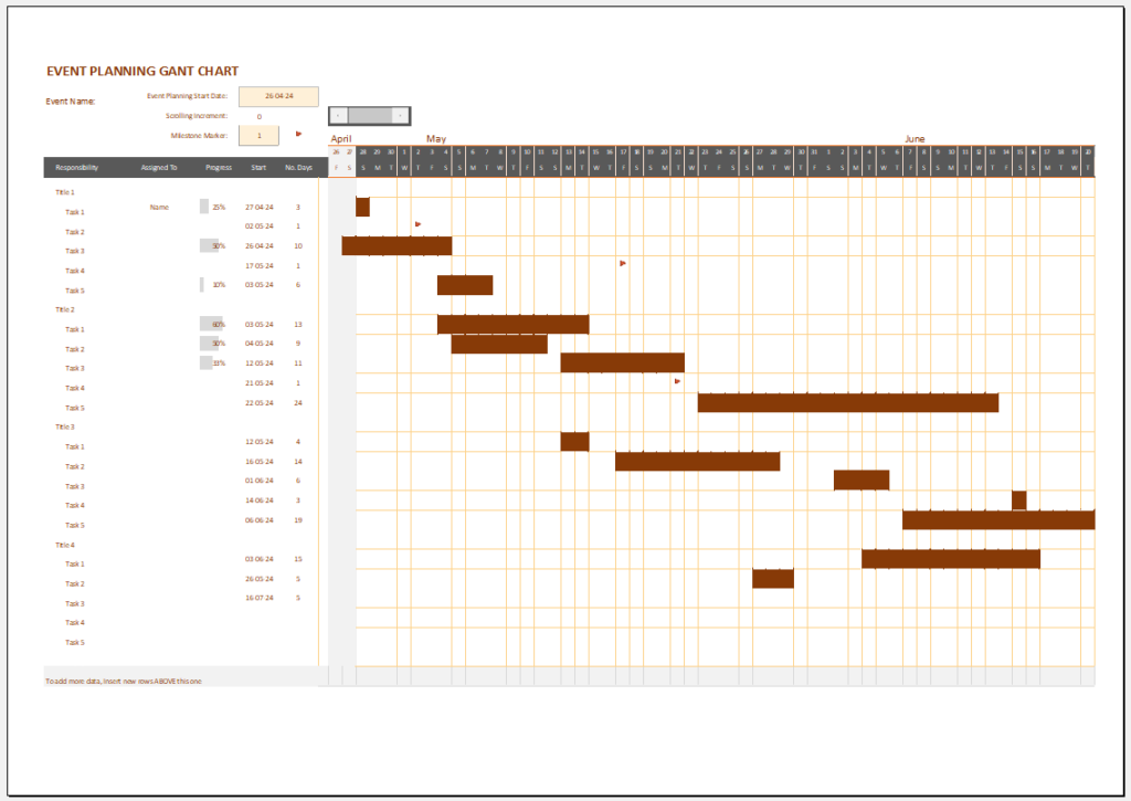 Event planning Gantt chart